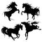 Silhouettes of horses in motion