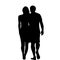 Silhouettes of hugging couple
