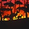 Silhouettes of kangaroos running from forest fires in australia animals dying in wildfire bushfire burning trees natural