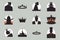 Silhouettes king crowns set Illustration vector design collection