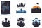 Silhouettes king crowns set Illustration vector design collection