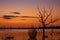 Silhouettes on the lake outback sunset