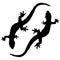 Silhouettes of lizards or salamanders. Illustration of reptiles, relatives of dragons