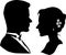 Silhouettes of loving couple