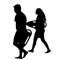 Silhouettes of male and female lifeguards holding rescue cans