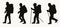 Silhouettes of male hikers with backpacks