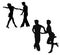 Silhouettes of the man and the woman, dancing jive