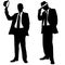 Silhouettes of men with suits and hats