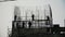 Silhouettes mens engineers construction site construction worker on construction site. Clip. Silhouettes of a workers in