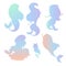 Silhouettes of mermaid girls vector illustration