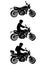 Silhouettes of modern motorcycle with and without driver.