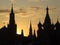 Silhouettes of Moscow historical buildings-Kremlin and St. Basil