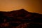 Silhouettes of mountains on the background of sunset, solar eclipse