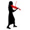 Silhouettes a musician violinist playing the violinon a white background