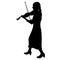 Silhouettes a musician violinist playing the violinon a white background