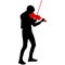 Silhouettes a musician violinist playing the violinon a white background