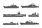 Silhouettes of naval ships design vector illustration