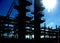 Silhouettes of new towers constructed during the build of a gas conditioning plant in Victoria