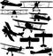 Silhouettes of old aeroplane - biplane