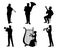 Silhouettes of orchestra musicians