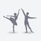 Silhouettes of pair of classical ballet dancers