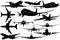 Silhouettes of passenger airliner - airplanes