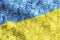 Silhouettes of people on the background of the flag of Ukraine. Refugees. Stop the war between Russia and Ukraine. Solidarity with