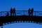 Silhouettes of People on Bridge