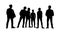 Silhouettes of people, friends goal, friend poses, group of friends stand up together silhouette design.