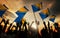 Silhouettes of People Holding Flag of Bosnia and Hercegovina