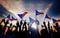 Silhouettes of People Holding Flag of Czech Republic