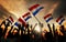 Silhouettes of People Holding Flag of Netherlands