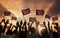 Silhouettes of People Holding National Flag of UK