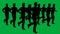 Silhouettes of people running - separated on green screen