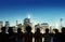 Silhouettes Of People\'s Back With A View Of Urban Scene