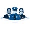 Silhouettes of policeman, policewoman and detective agent