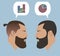 Silhouettes. Portraits. Dialogue of two men. Guys. Talk about stock exchange. Two guys are talking. Conversation. Bearded men.