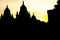 Silhouettes of Prambanan temple at sunset