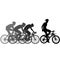 Silhouettes of racers on a bicycle, fight at the finish line