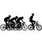 Silhouettes of racers on a bicycle, fight at the finish line