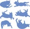 Silhouettes of a reclining cat blue