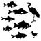 Silhouettes of river fish