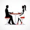 Silhouettes of romantic couple in love meeting