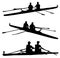 Silhouettes of rowing athletes vector