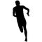 Silhouettes Runners sprint men on white background