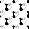 Silhouettes of seated black cats on a white background. Seamless pattern. Hand drawn. Doodle style. Pets. Halloween. For printing