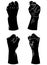 Silhouettes set of hands folded into a fist