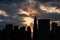 Silhouettes of Skyscrapers in the Midtown Manhattan Skyline during a Beautiful Sunset