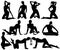 Silhouettes of slim dancing woman.