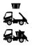 Silhouettes of small skip truck.